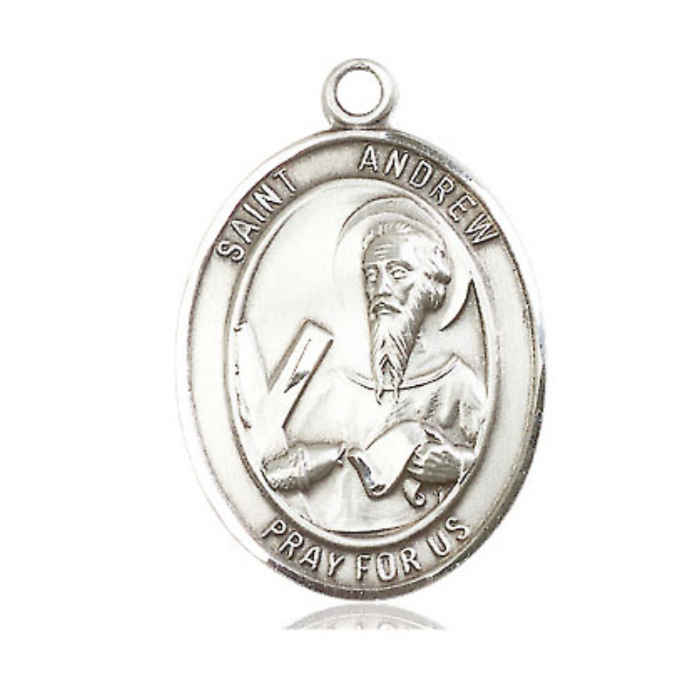 Sterling Silver St. Michael the Archangel Medal with 24” Light Rhodium Heavy Curb Chain