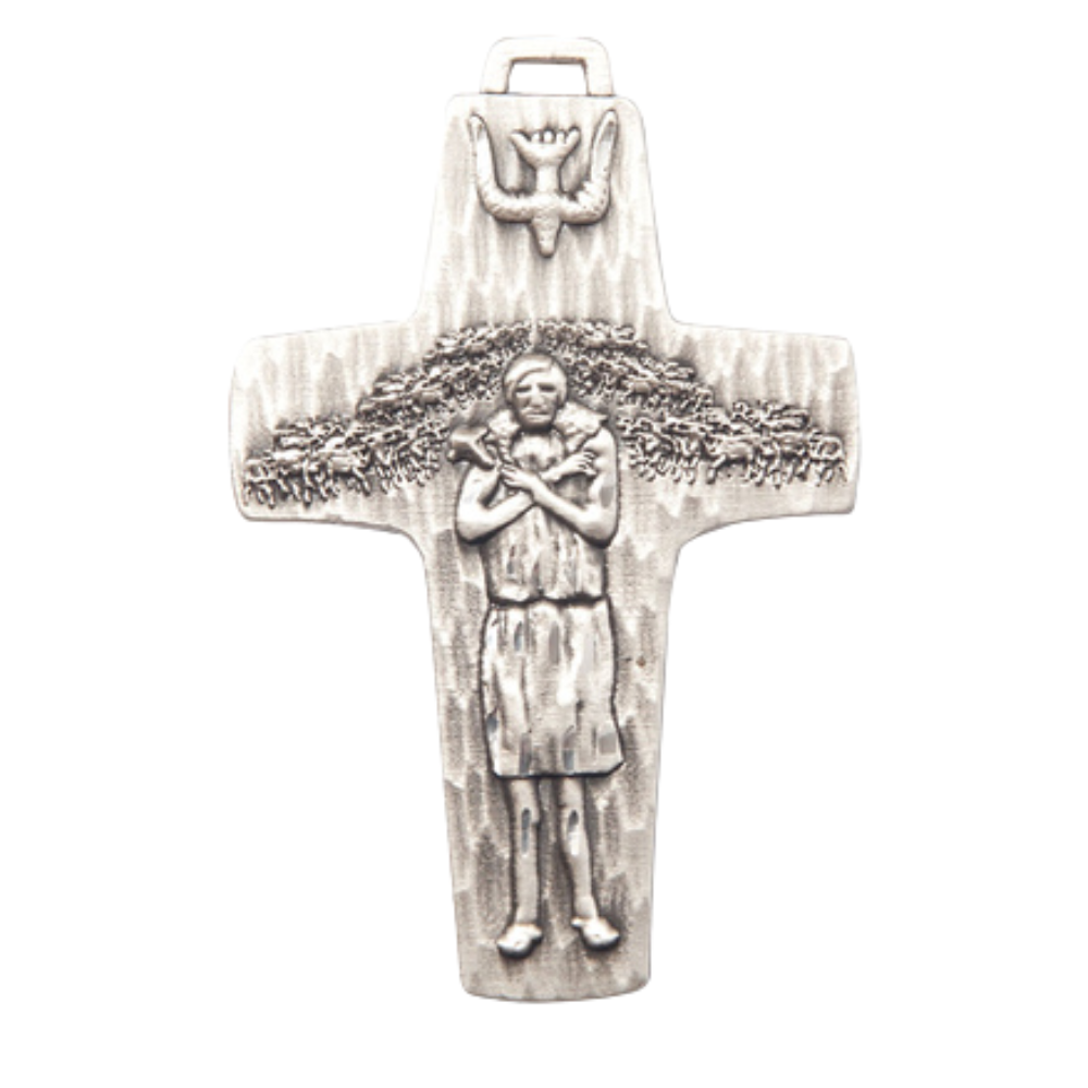 Everlasting Light Jewelry .925 Sterling Silver Papal Crucifix Medal Pendant on 24 Inch Endless Rhodium Plated Heavy Curb Chain - Catholic Religious Necklace Made in USA, Deluxe Velvet Gift Box
