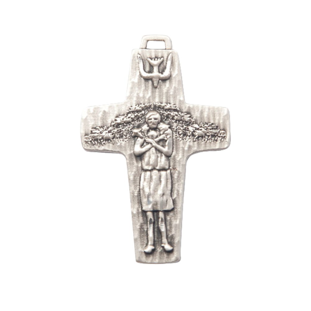 Everlasting Light Jewelry .925 Sterling Silver Papal Crucifix Medal Pendant on 24 Inch Endless Rhodium Plated Heavy Curb Chain - Catholic Religious Necklace Made in USA, Deluxe Velvet Gift Box