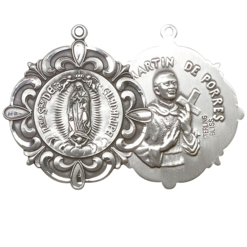 Everlasting Light Jewelry .925 Sterling Silver Our Lady of Guadalupe Medal Pendant on 24 Inch Endless Rhodium Plated Heavy Curb Chain -Catholic Religious Necklace Made in USA,Deluxe Velvet Gift Box