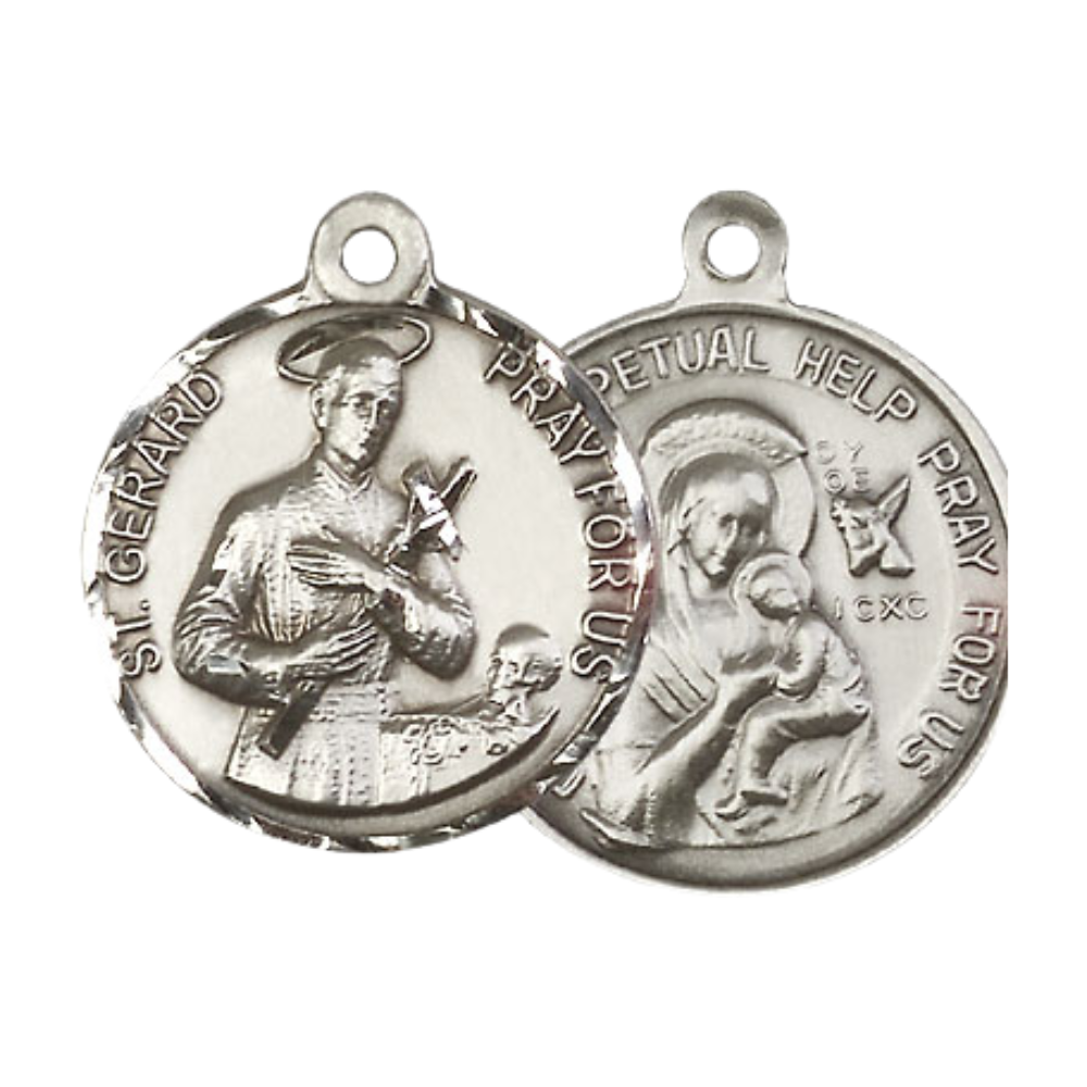 Everlasting Light Jewelry .925 Sterling Silver Saint St. Gerard Medal Pendant (7/8 x 7/8) with 24 Inch Endless Rhodium Plated Heavy Curb Chain, Catholic Medal - Made in USA, Deluxe Velvet Gift Box