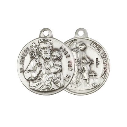Everlasting Light Jewelry .925 Sterling Silver Saint St. Joseph Medal Pendant on 24 Inch Endless Rhodium Plated Heavy Curb Chain - Catholic Religious Necklace Made in USA, Deluxe Velvet Gift Box