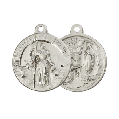 Everlasting Light Jewelry .925 Sterling Silver Saint St. Joan of Arc Medal Pendant on 24 Inch Endless Rhodium Plated Heavy Curb Chain - Catholic Religious Necklace Made in USA, Deluxe Velvet Gift Box