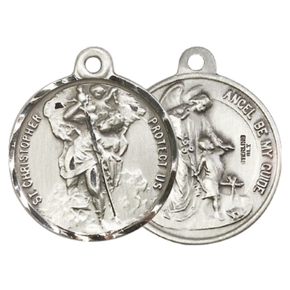 Everlasting Light Jewelry .925 Sterling Silver Saint St. Christopher Medal Pendant on 24 Inch Endless Rhodium Plated Heavy Curb Chain - Catholic Religious Necklace Made in USA, Deluxe Velvet Gift Box