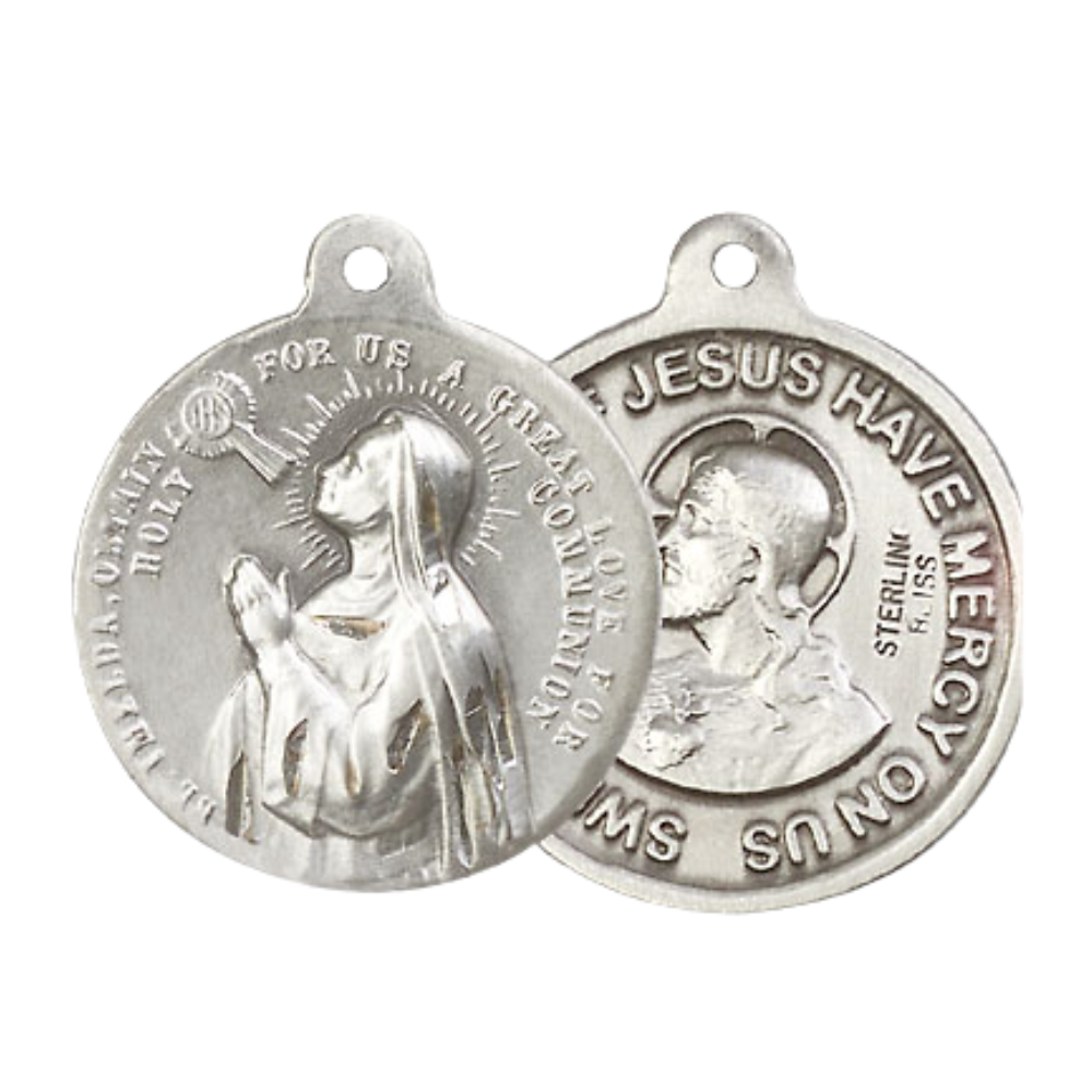Everlasting Light Jewelry .925 Sterling Silver Blessed Imelda Medal Pendant on 24 Inch Endless Rhodium Plated Heavy Curb Chain - Catholic Religious Necklace Made in USA, Deluxe Velvet Gift Box