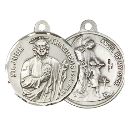 Everlasting Light Jewelry .925 Sterling Silver Saint St. Jude Medal Pendant on 24 Inch Endless Rhodium Plated Heavy Curb Chain - Catholic Religious Necklace Made in USA, Deluxe Velvet Gift Box