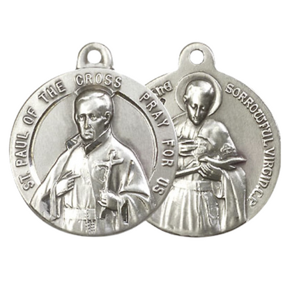 Everlasting Light Jewelry .925 Sterling Silver Saint St. Paul of the Cross Medal Pendant (7/8 x 7/8) on 24 Inch Endless Rhodium Plated Heavy Curb Chain, Catholic Medal - Made in USA, Deluxe Velvet Gift Box