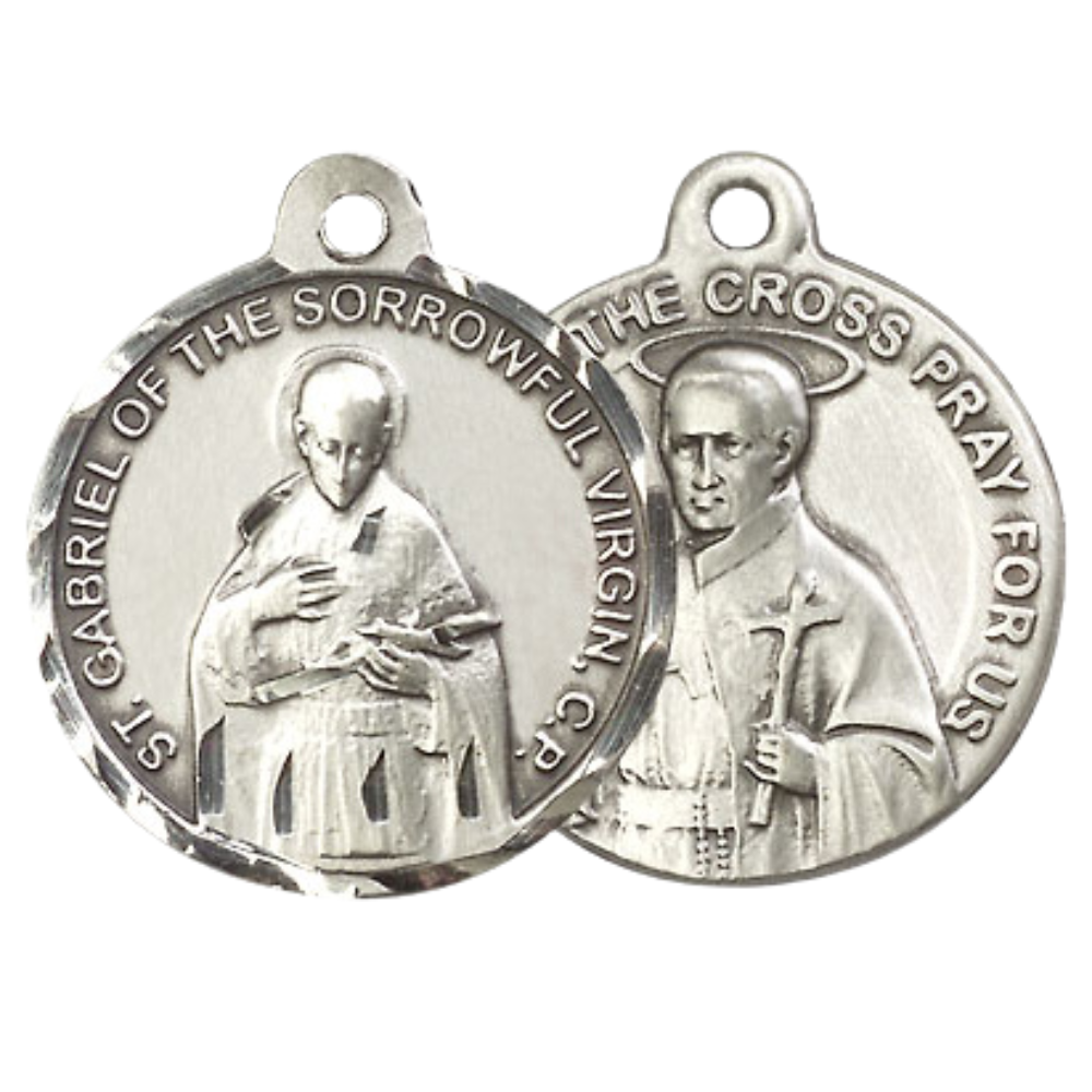 Everlasting Light Jewelry .925 Sterling Silver Saint St. Gabriel of the Blessed Virgin Medal Pendant on 24 Inch Endless Rhodium Plated Heavy Curb Chain, Catholic Medal - Made in USA, Deluxe Velvet Gift Box