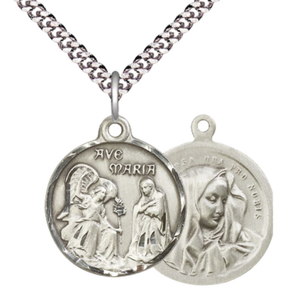 Everlasting Light Jewelry .925 Sterling Silver Saint St. Gabriel the Archangel Medal Pendant on 24 Inch Endless Rhodium Plated Heavy Curb Chain, Catholic Medal - Made in USA, Deluxe Velvet Gift Box