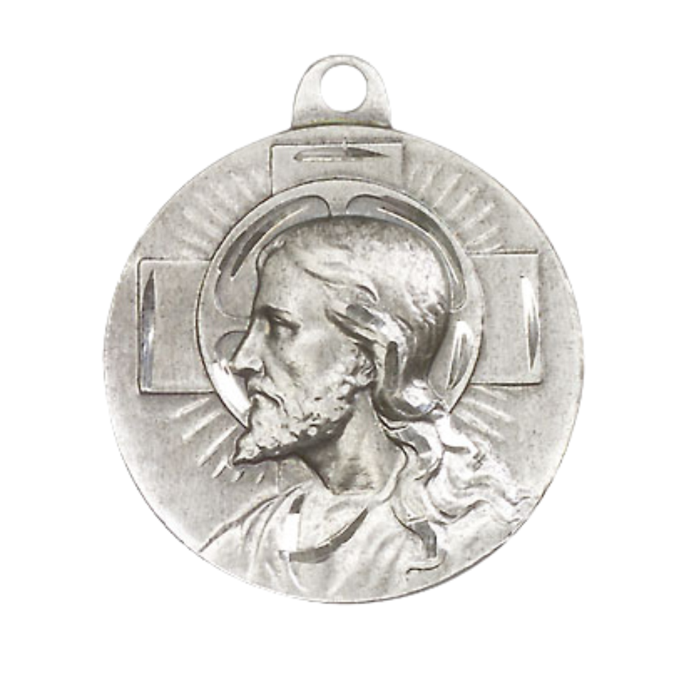 Everlasting Light Jewelry .925 Sterling Silver Salvator Mundi Medal Pendant on 24 Inch Endless Rhodium Plated Heavy Curb Chain - Catholic Religious Necklace Made in USA, Deluxe Velvet Gift Box