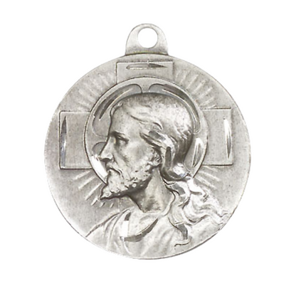 Everlasting Light Jewelry .925 Sterling Silver Salvator Mundi Medal Pendant on 24 Inch Endless Rhodium Plated Heavy Curb Chain - Catholic Religious Necklace Made in USA, Deluxe Velvet Gift Box