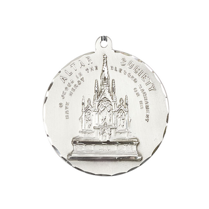 .925 Sterling Silver Alter Society Sacred Heart of Jesus Medal Pendant on 24 Inch Endless Rhodium Plated Heavy Curb Chain - Catholic Religious Necklace Made in USA, Deluxe Velvet Gift Box