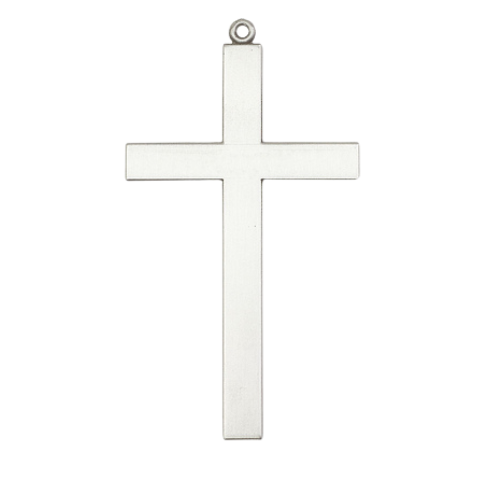 Everlasting Light Jewelry .925 Sterling Silver Cross Medal Pendant on 24 Inch Endless Rhodium Plated Heavy Curb Chain - Catholic Religious Necklace Made in USA, Deluxe Velvet Gift Box