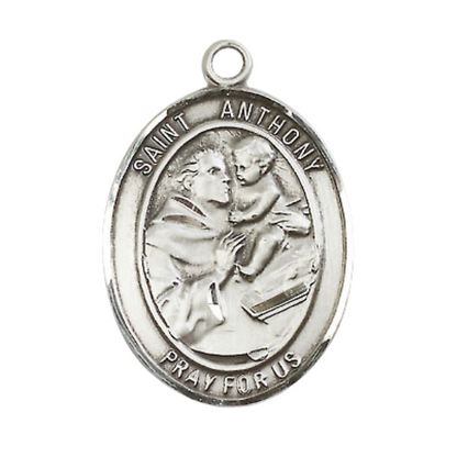 Everlasting Light Jewelry Women's Pewter Saint St. Anthony of Padua Medal Pendant Necklace with 18 Inch Rhodium Plated Lite Curb Brass Chain– Patron Saint St. of Lost Articles & the Poor, Catholic Medal – Velvet Gift Box Included