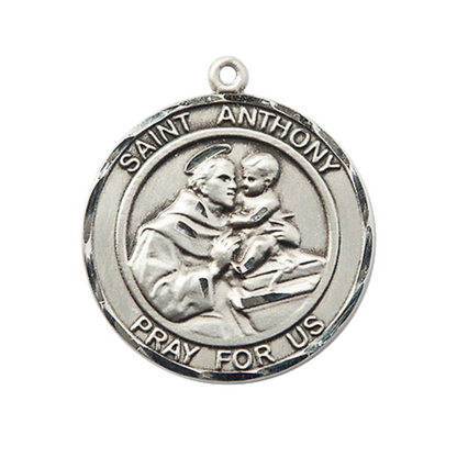 Women's .925 Sterling Silver Saint St. Anthony of Padua Medal Pendant on 18 Inch Rhodium Plated Lite Curb Brass Chain with Lobster Claw Clasp, Catholic Religious Necklace - Made in USA- Deluxe Velvet Gift Box