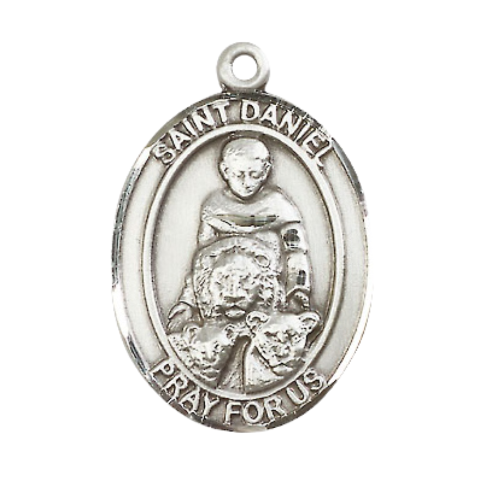 Everlasting Light Jewelry Women's Pewter Saint St. Daniel Medal Pendant Necklace with 18 Inch Rhodium Plated Lite Curb Brass Chain– Patron Saint St. of Prisoners, Catholic Medal – Velvet Gift Box Included