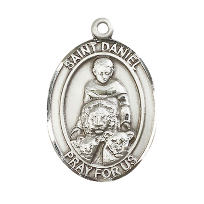 Everlasting Light Jewelry Women's Pewter Saint St. Daniel Medal Pendant Necklace with 18 Inch Rhodium Plated Lite Curb Brass Chain– Patron Saint St. of Prisoners, Catholic Medal – Velvet Gift Box Included