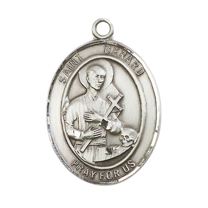 Everlasting Light Jewelry Women's Pewter Saint St. Gerard Majella Medal Pendant Necklace with 18 Inch Rhodium Plated Lite Curb Brass Chain– Patron Saint St. of Expectant Mothers, Catholic Medal – Velvet Gift Box Included