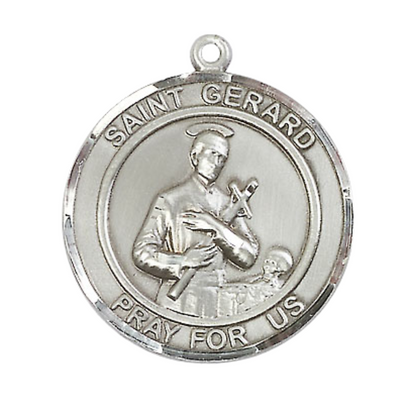 Women's .925 Sterling Silver Saint St. Gerard Medal Pendant on 18 Inch Rhodium Plated Lite Curb Brass Chain with Lobster Claw Clasp, Catholic Religious Necklace - Made in USA- Deluxe Velvet Gift Box
