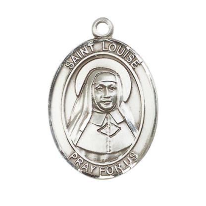 Everlasting Light Jewelry Saint St. Louise de Marillac Men's Pewter Medal Necklace, Catholic Medal - Patron Saint. of Orphans & Social Workers – 24 Inch Endless Rhodium Plated Chain – Velvet Gift Box