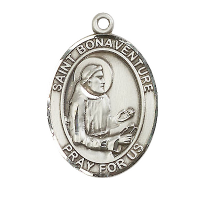 Women's .925 Sterling Silver Saint St. Bonaventure Medal Pendant on 18 Inch Rhodium Plated Lite Curb Brass Chain w/ Lobster Claw Clasp, Catholic Religious Necklace - Made in USA- Deluxe Velvet Gift Box