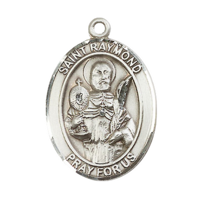 Saint Raymond Nonnatus Men's Medal Necklace – 24" Endless Light Rhodium Plated Heavy Curb Chain – Patron Saint of Infants & Childbirth – Exquisite Religious Jewelry in Velvet Gift Box