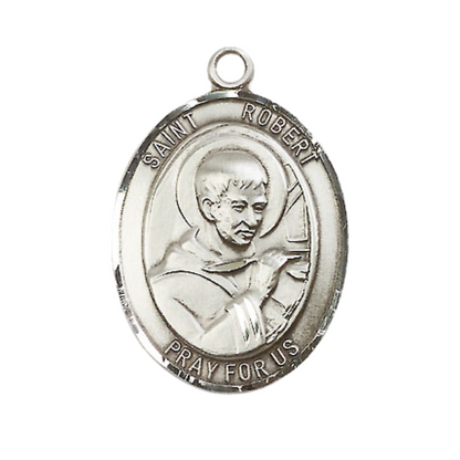 Everlasting Light Jewelry Women's Pewter Patron Saint St. Robert Bellarmine Medal Pendant with 18 Inch Rhodium Plated Lite Curb Brass Chain Catholic Religious Necklace - Made in USA, Deluxe Velvet Gift Box