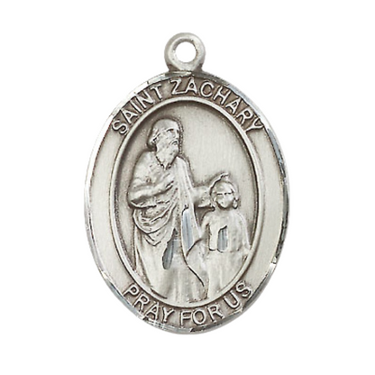 Saint St. Zachary Medal Necklace – 24 Inch Endless Light Endless Rhodium Plated Chain – Exquisite Catholic Religious Jewelry in Velvet Gift Box