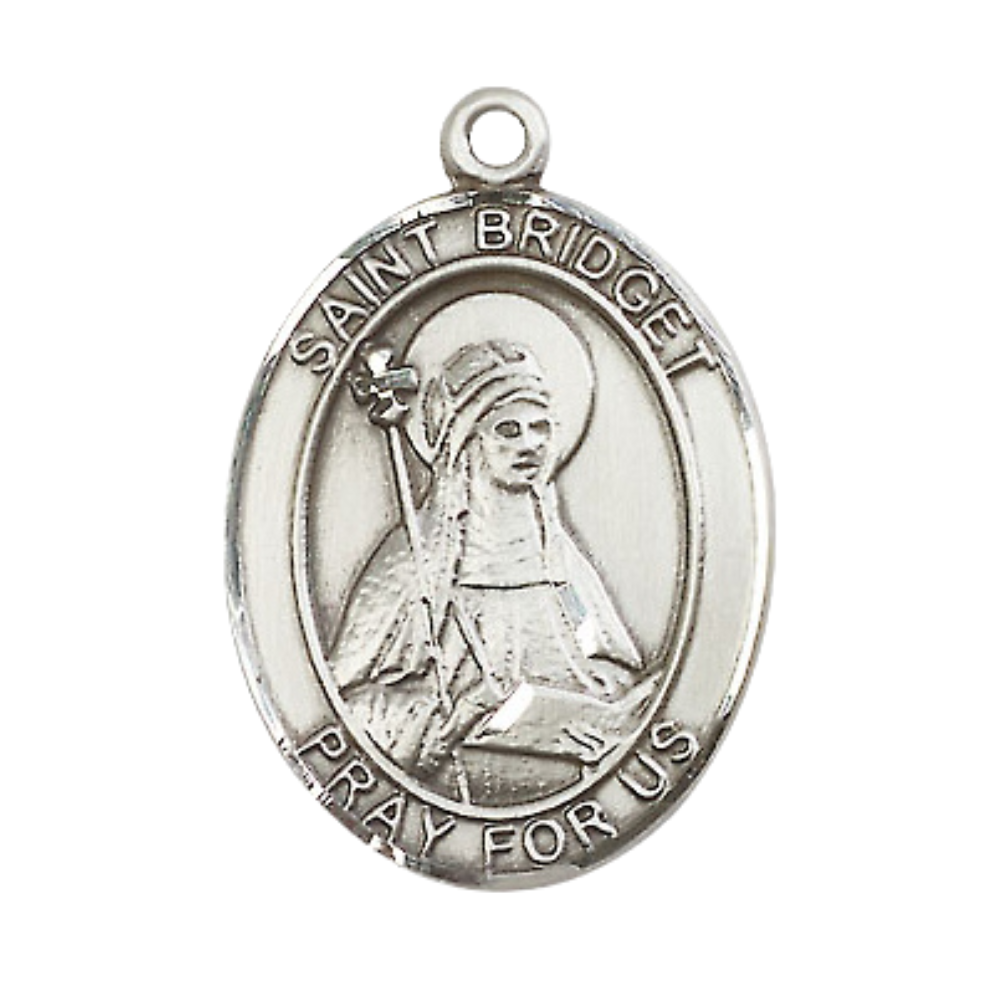 Saint St. Bridget of Sweden Medal Necklace – 24 Inch Endless Light Endless Rhodium Plated Chain – Patron Saint St. of Widows & Sweden – Elegant Catholic Religious Jewelry in Velvet Gift Box