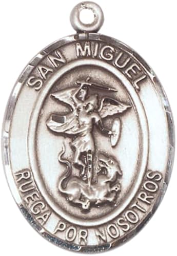Spanish Script Women's Pewter Virgen de Guadalupe Medal Pendant on 18 Inch Rhodium Plated Lite Curb Brass Chain, Catholic Religious Necklace with Lobster Claw Clasp - Made in USA, Deluxe Velvet Gift Box