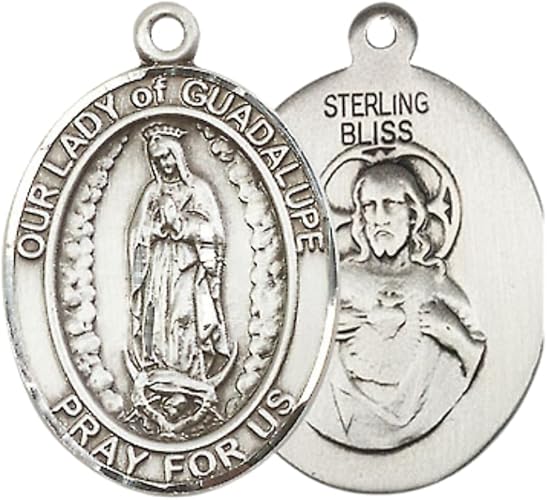 Women's .925 Sterling Silver Our Lady of Guadalupe Medal Pendant on 18 Inch Rhodium Plated Lite Curb Brass Chain w/ Lobster Claw Clasp, Catholic Religious Necklace - Made in USA- Deluxe Velvet Gift Box