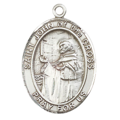 Everlasting Light Jewelry Women's Pewter Patron Saint St. John of the Cross Medal Pendant with 18 Inch Rhodium Plated Lite Curb Brass Chain Catholic Religious Necklace - Made in USA, Deluxe Velvet Gift Box