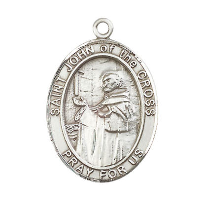 Saint St. John of the Cross Medal Necklace – 24 Inch Endless Light Rhodium Plated plated Chain – Patron Saint St. of Contemplatives – Elegant Catholic Religious Jewelry in Velvet Gift Box