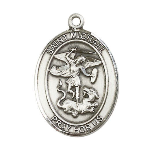 Mens .925 Sterling Silver Our Lady of Mount Carmel Medal Pendant on 24 Inch Rhodium Plated Heavy Curb Brass Chain with Lobster Claw clasp, Catholic Religious Necklace - Made in USA- Velvet Gift Box