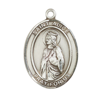 Saint St. Alice Medal Necklace, Catholic Medal - Patron Saint. of the Blind & Paralyzed – 24 Inch Endless Light Rhodium Plated plated Chain – Velvet Gift Box