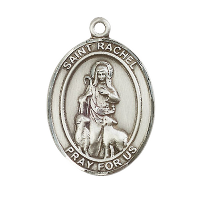 Saint St. Rachel Men's Medal Necklace – 24 Inch Endless Light Rhodium Plated Heavy Curb Chain, Catholic Medal – Velvet Gift Box