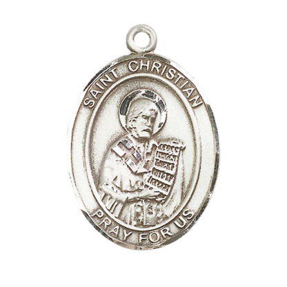 Women's Pewter Saint St. Christian Demosthenes Medal Pendant on 18 Inch Rhodium Plated Lite Curb Brass Chain with Lobster Claw Clasp, Catholic Religious Necklace - Made in USA- Deluxe Velvet Gift Box