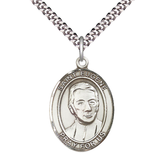 Saint St. Eugene de Mazenod Medal Necklace – Patron Saint St. of Dysfunctional Families – 24 Inch Endless Light Rhodium Plated plated Chain, Catholic Medal – Velvet Gift Box
