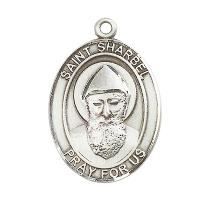 Saint St. Sharbel Men's Medal Necklace – Patron Saint St. of the Order of Saint St. Sharbel – 24 Inch Endless Light Rhodium Plated Heavy Curb Chain, Catholic Medal – Velvet Gift Box