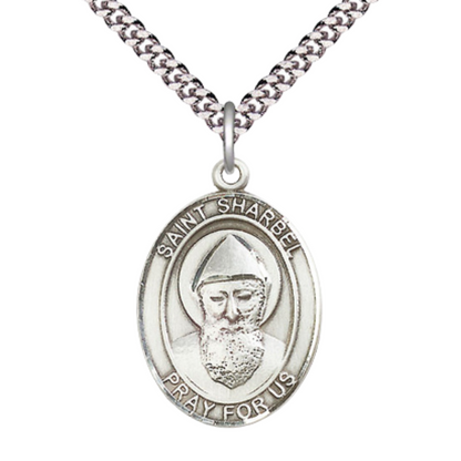 Saint St. Sharbel Medal Necklace, Catholic Medal - Patron Saint. of the Order of Saint St. Sharbel – 24 Inch Endless Light Rhodium Plated plated Chain – Velvet Gift Box