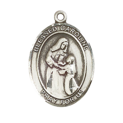 Blessed Caroline Gerhardinger Medal Necklace, Catholic Medal - Patron Saint. of Purity – 24 Inch Endless Light Rhodium Plated plated Chain – Velvet Gift Box