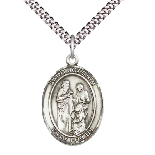 Saint St. Eustachius Medal Necklace– Men's Pewter Pendant with 24- Inch Light Rhodium Plated Chain – Patron Saint St. of Firefighters & Huntsmen, Catholic Medal – Velvet Gift Box Included