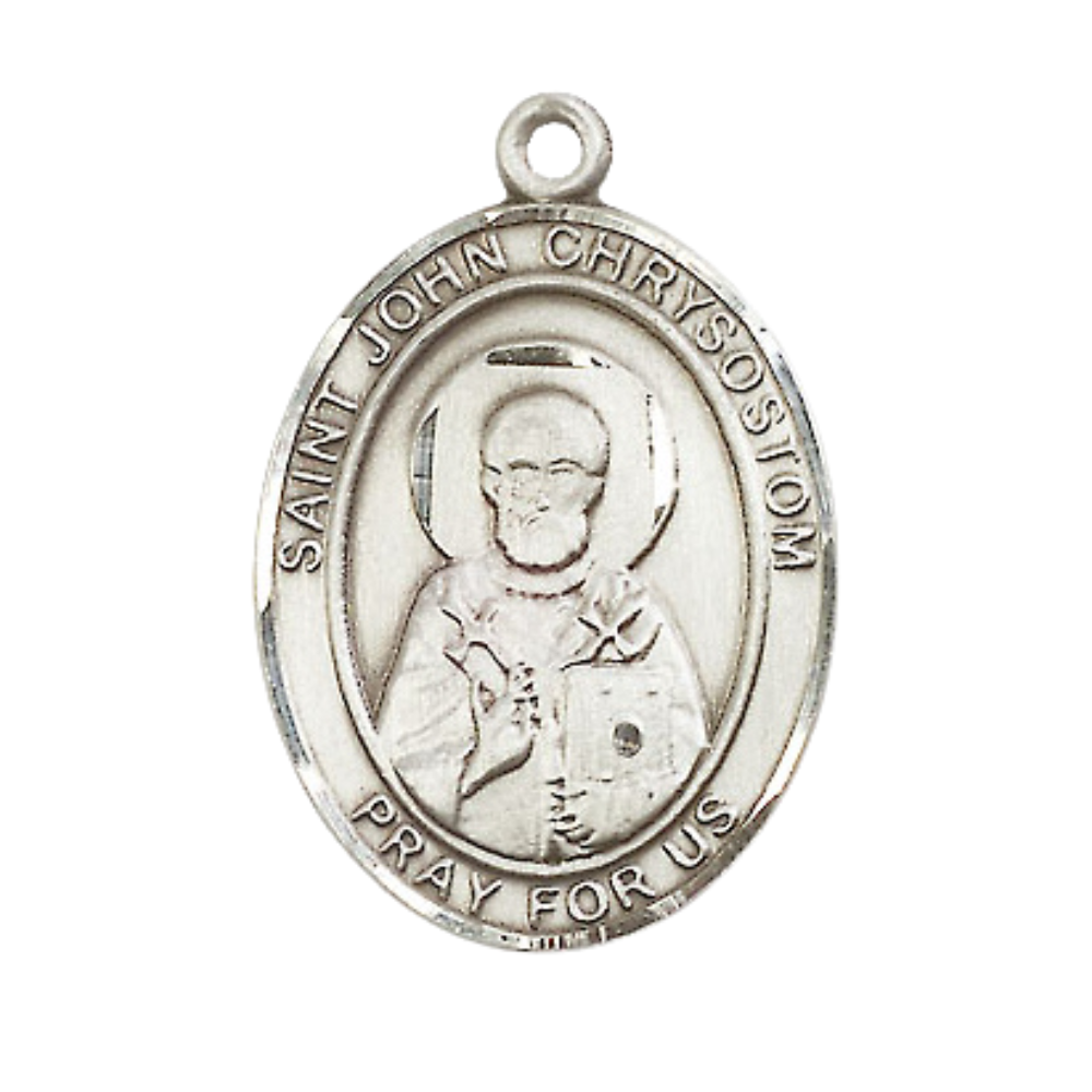 Saint St. Paula Medal Necklace– Men's Pewter Pendant with 24 - Inch Light Rhodium Plated Chain – Patron Saint St. of Widows, Catholic Medal – Velvet Gift Box Included