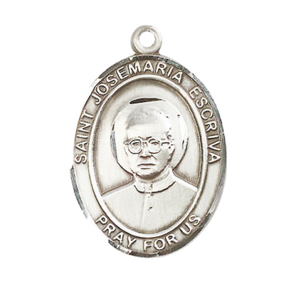 Saint St. Josemaria Escriva Medal Necklace– Men's .925 Sterling Silver Pendant with 24- Inch Light Rhodium Plated Heavy Curb Chain – Patron Saint St. of Diabetes, Catholic Medal – Velvet Gift Box Included