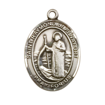 Saint Raymond of Peñafort Medal Necklace– Men's Pewter Pendant with 24 -Inch Light Rhodium Plated Chain – Patron Saint of Barristers & Attorneys – Velvet Gift Box Included