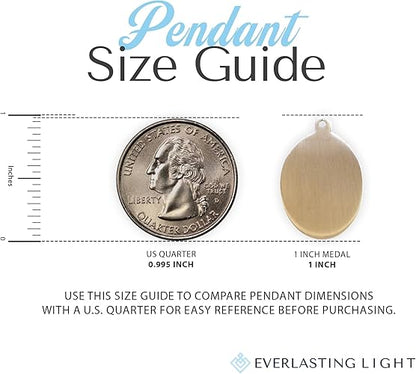 Mens Oval .925 Sterling Silver Saint St. Augustine Medal Pendant on 24 Inch Rhodium Plated Heavy Curb Brass Chain with Lobster Claw clasp, Catholic Religious Necklace - Made in USA- Velvet Gift Box