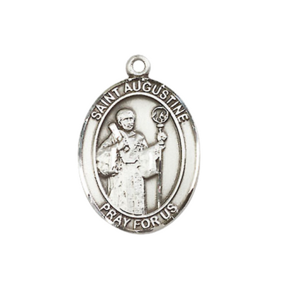 Everlasting Light Jewelry Medium Women's .925 Sterling Silver Saint St. Augustine Pendant Necklace on 18- Inch Rhodium Plated Lite Curb Brass Chain – Patron Saint St. of Theologians & Sore Eyes, Catholic Medal – Velvet Gift Box Included