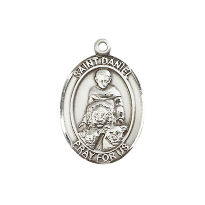 Everlasting Light Jewelry Women's Pewter Saint St. Daniel Pendant Necklace on 18- inch Rhodium- Plated Lite Curb Brass Chain – Patron Saint St. of Prisoners – ¾ x ½ Medal, Catholic Medal – Velvet Gift Box Included