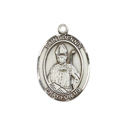 Everlasting Light Jewelry Medium Women's .925 Sterling Silver Saint St. Dennis Pendant Necklace on 18- Inch Rhodium Plated Lite Curb Brass Chain – Patron Saint St. of Headaches/Against Frenzy, Catholic Medal – Velvet Gift Box Included