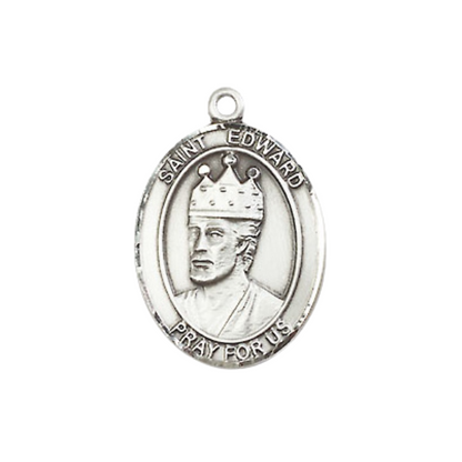 Medium Women's .925 Sterling Silver Saint St. Dunstan Medal Pendant on 18 Inch Rhodium Plated Lite Curb Brass Chain with Lobster Claw Clasp, Catholic Religious Necklace - Made in USA- Velvet Gift Box
